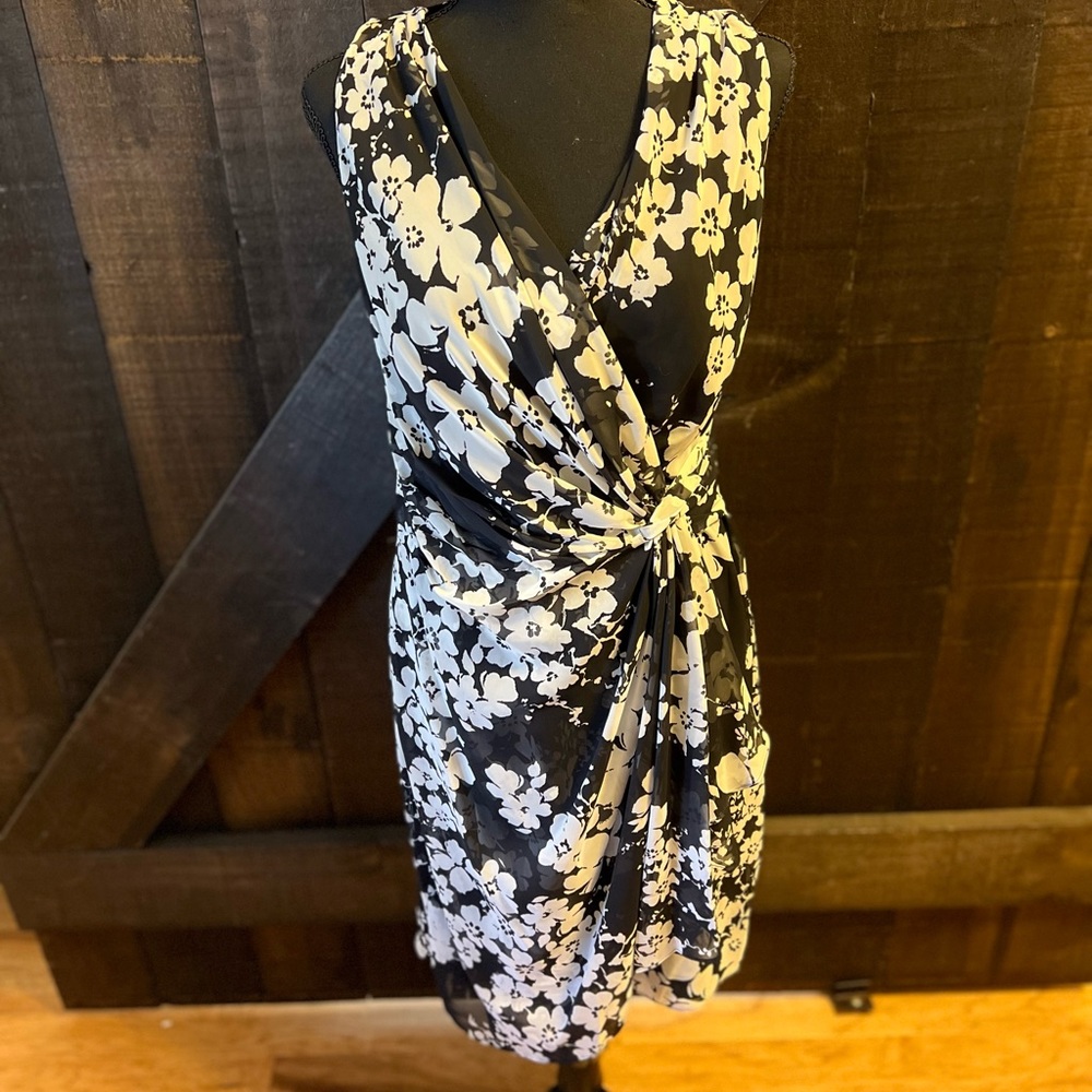 White and black floral dress